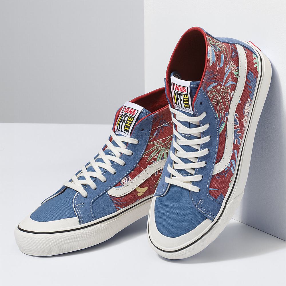 Tenis Altos Vans Promociones - Hawaiian Jungle SK8-Hi 138 Decon SF Hombre  Azules/Beige