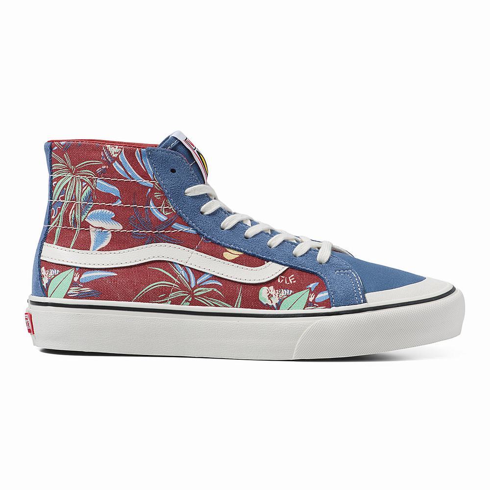 Tenis Altos Vans Promociones - Hawaiian Jungle SK8-Hi 138 Decon SF Hombre  Azules/Beige